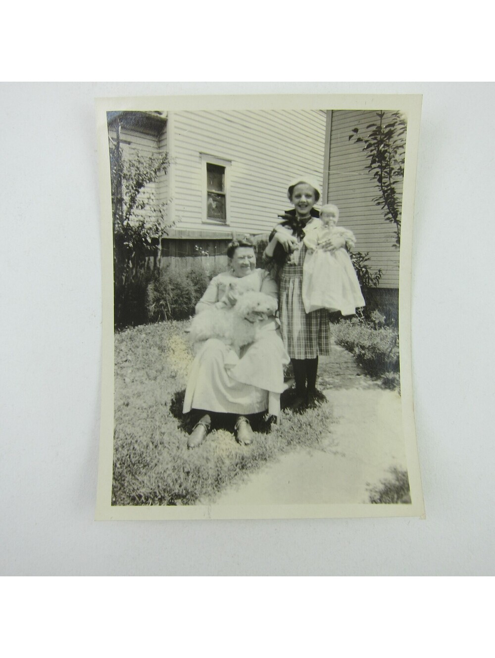 Photograph Woman Rosa Raman Girl Gladys Raman & Dog Darke Co Ohio Antique 1910s